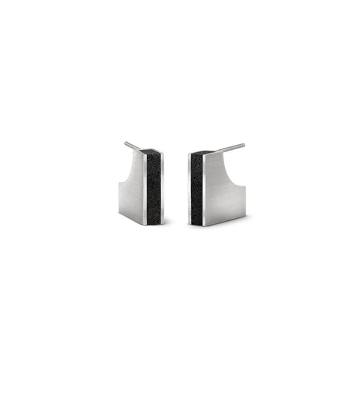 Otte2 Concrete Stud Earrings | Diamond Dust & Black Concrete