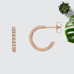 14K Rose Gold 5/8 CTW Lab-Grown Diamond French-Set 15mm Huggie Hoop Earrings