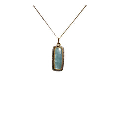 Brazilian Aquamarine Cabochon Necklace in Gold & Oxidized Silver