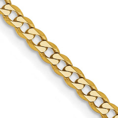 14K Gold 2.9mm Flat Beveled Curb Chain Necklace with Lobster Clasp