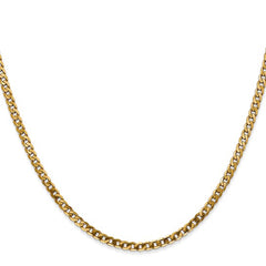 14K Gold 2.9mm Flat Beveled Curb Chain Necklace with Lobster Clasp