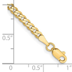 14K Gold 2.9mm Flat Beveled Curb Chain Bracelet with Lobster Clasp #FBU080