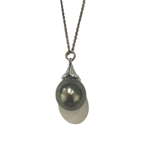 Freshwater Pearl Oxidized Silver Pendant