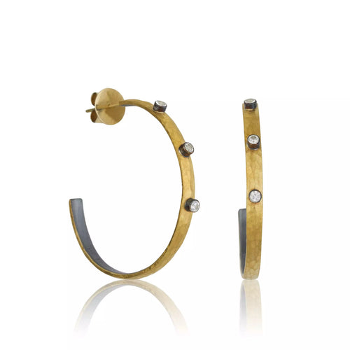 Fusion Earrings – 24K Gold & Oxidized Silver