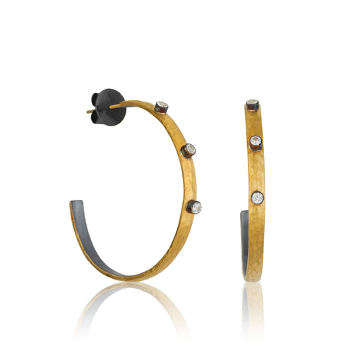 Fusion Earrings – 24K Gold & Oxidized Silver