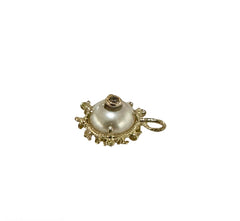 14K Yellow Gold 8 mm Freshwater Pearl Floral Pendant