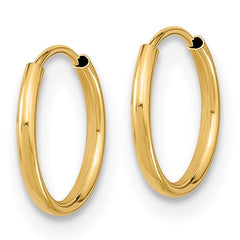 14k Yellow Gold 1 MM Wide 9 MM Endless Hoop Earrings