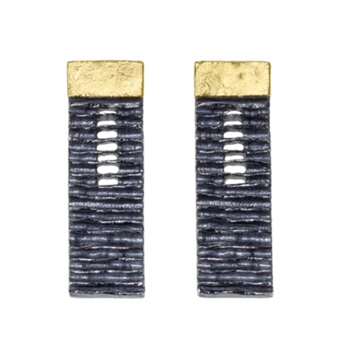 Textured Bar Earrings in Silver & Gold