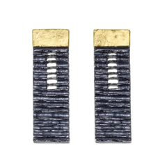 Textured Bar Earrings in Silver & Gold
