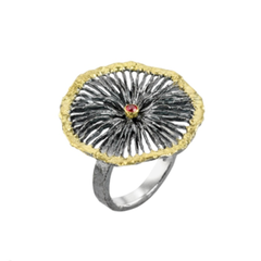 Radiant Bloom Ring with Ruby Accent