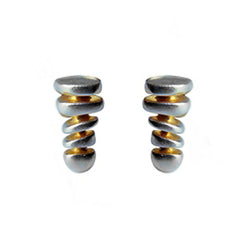 Small silver pebble stack earrings