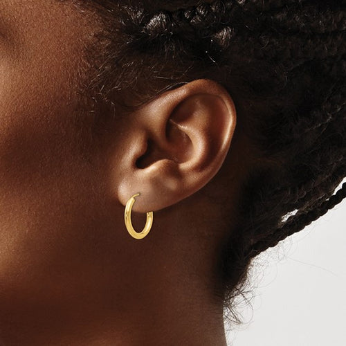 14k Gold 2mm wide 16mm Endless Hoop Earrings