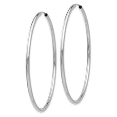 14k White Gold 2mm Wide 54 mm  Round Endless Hoop Earrings