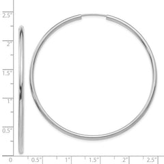 14k White Gold 2mm Wide 54 mm  Round Endless Hoop Earrings