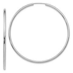 14k White Gold 2mm Wide 54 mm  Round Endless Hoop Earrings