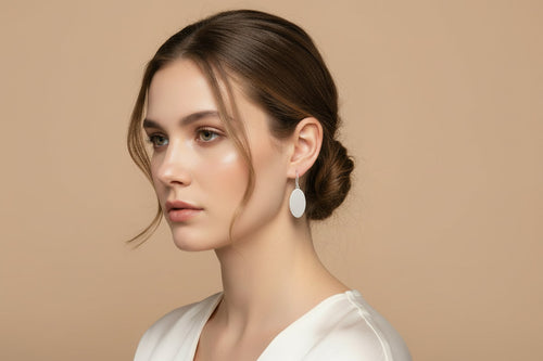 Minimalist Sterling Silver Oval Drop Earrings
