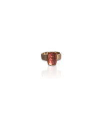 Pink Tourmaline Cushion Cabochon Ring in Gold