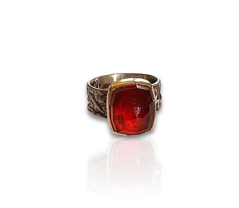Apostolos 5.5 mm Ring with Ruby and 18k Gold Hightlights