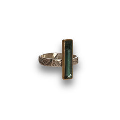 Blue Tourmaline Crystal Ring in Gold & Silver