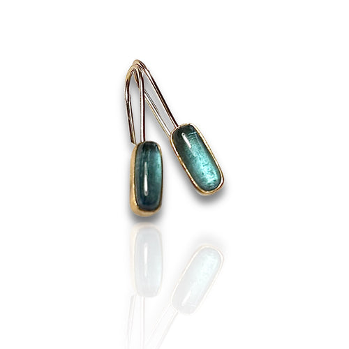 Indicolite Tourmaline Earrings | 22K Gold Artisan