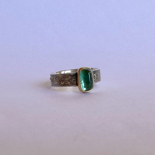 Green Tourmaline Cabochon Ring