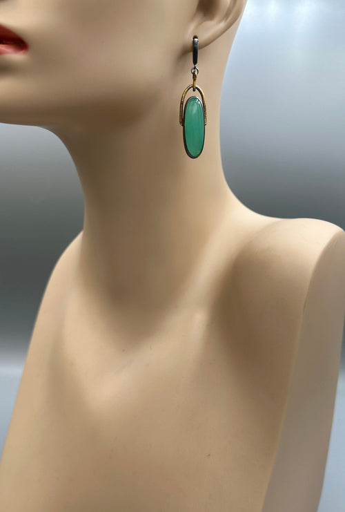 Chrysoprase Leverback Drops Earrings
