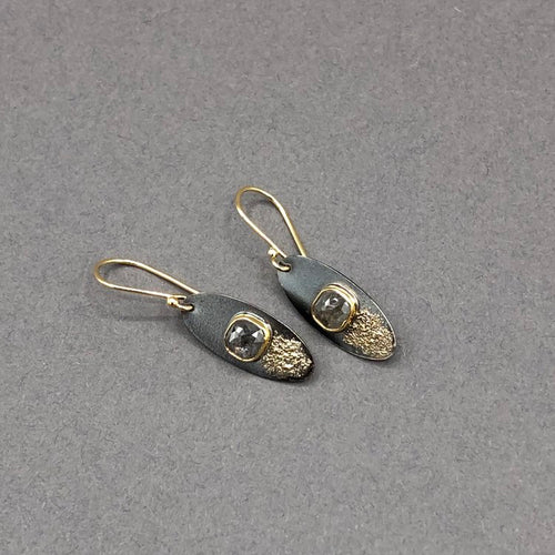 Small Rustic Rosecut Diamonds Dangly Earrings