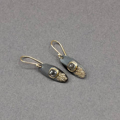 Small Rustic Rosecut Diamonds Dangly Earrings