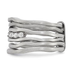Sterling Silver Rhodium Plated Multi-Row CZ Ring