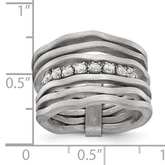 Sterling Silver Rhodium Plated Multi-Row CZ Ring