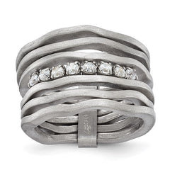 Sterling Silver Rhodium Plated Multi-Row CZ Ring