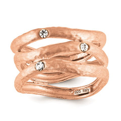 Sterling Silver Three-Row Open Swirl CZ Ring