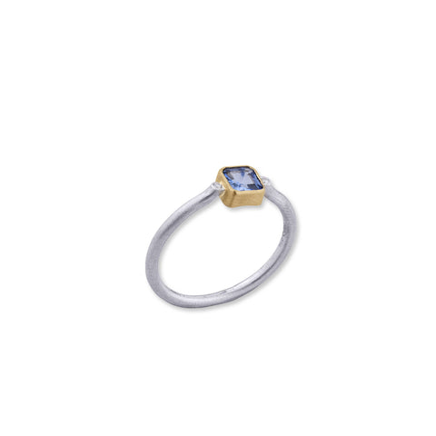 22K Gold Fancy Cut Pink Sapphire LARA Ring With Side Diamonds