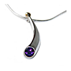 All Silver Short Curved Wiggly Pendant