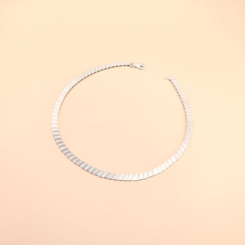 Curved Marquise Silver Necklace