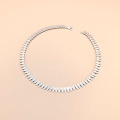 Curved Shield Silver Necklace