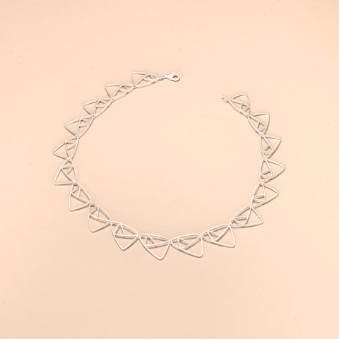 Line and Dot Silver Necklace