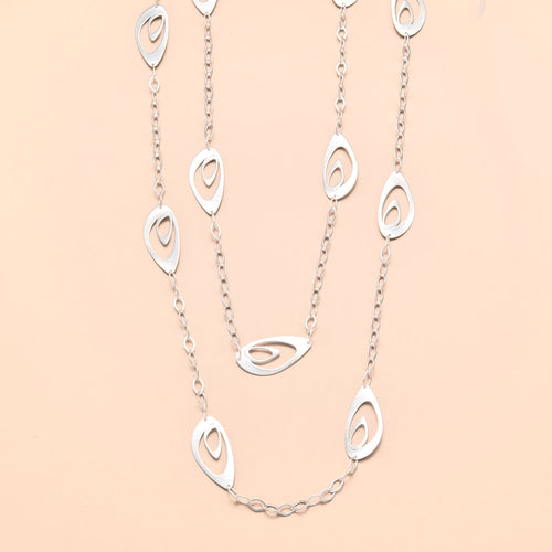 70’s Wallpaper Teardrop Shape Link Long Necklace