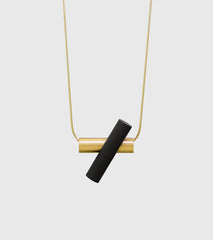 Unity+ Necklace Solid 14k Gold and Black Concrete (S)