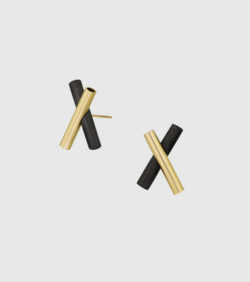 Unity X Solid 14k Gold Tubes Studs