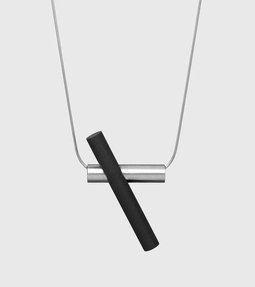 Unity+ Necklace (Large) | Black Concrete & Brushed Stainless Steel