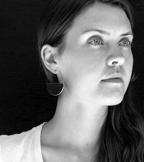 Carina Nebula Earrings – Concrete & Diamond Dust Hoops