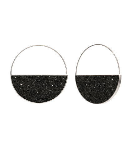 Black Moon Diamond Post Earrings