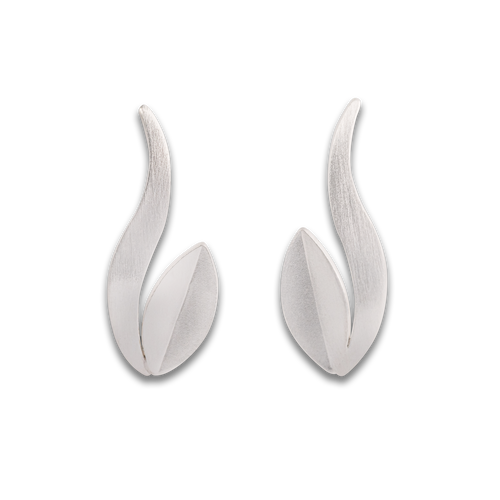 Delicate Swan Silver Post Earrings