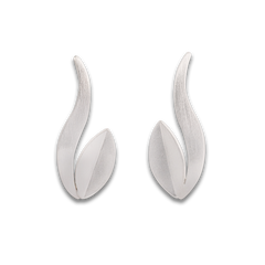 Delicate Swan Silver Post Earrings