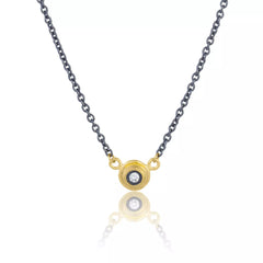 Krista Gray Diamond Necklace – 24K Gold & Oxidized Silver