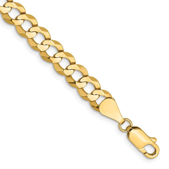 14k Gold 7.2 mm Flat Cuban Chain Bracelet