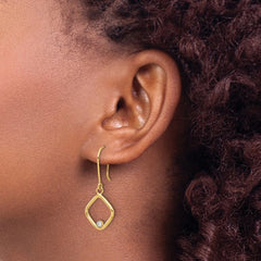 14K Gold Square CZ Dangle Earrings