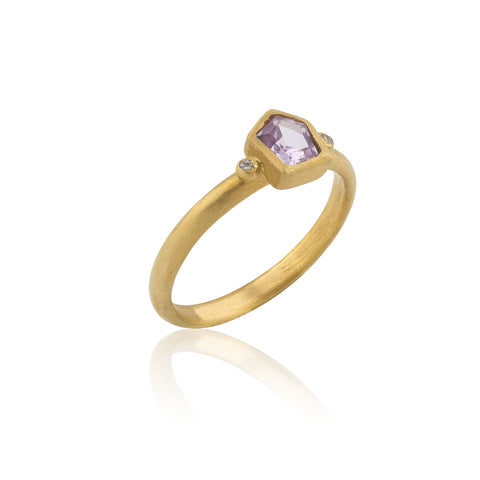 10K Gold Molten Engagement Ring with Lab-Grown Diamond by Lori Swartz