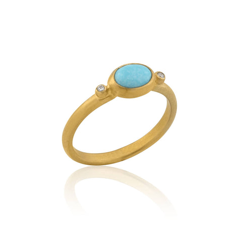 22K Gold Oval Sloane Sweet  Turquoise Therapy Ring